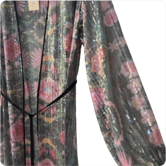 Hutch Open Duster Sequin Cover Up Multicolor Sheer Top Adjustable NEW Small - Picture 13 of 14